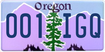 OR license plate 001IGQ