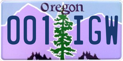 OR license plate 001IGW