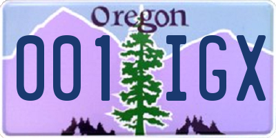 OR license plate 001IGX