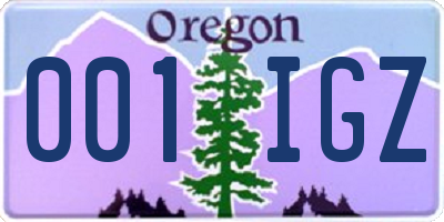 OR license plate 001IGZ