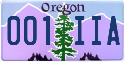 OR license plate 001IIA