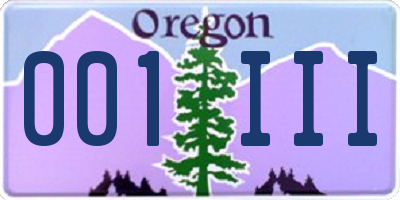 OR license plate 001III