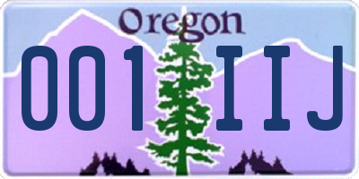 OR license plate 001IIJ