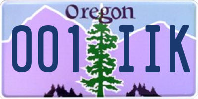 OR license plate 001IIK