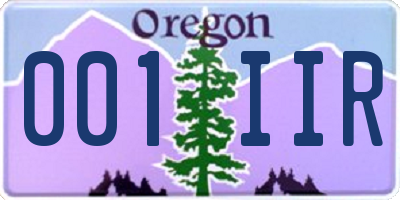 OR license plate 001IIR