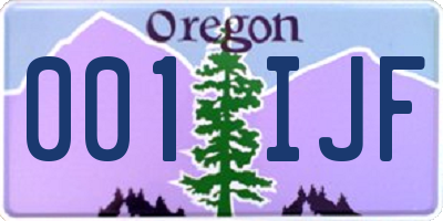 OR license plate 001IJF