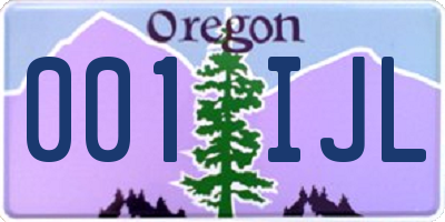 OR license plate 001IJL