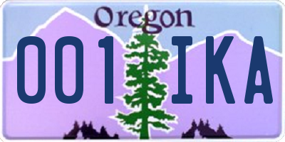 OR license plate 001IKA