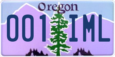 OR license plate 001IML