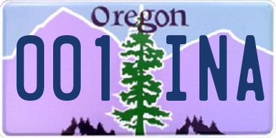 OR license plate 001INA