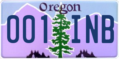 OR license plate 001INB