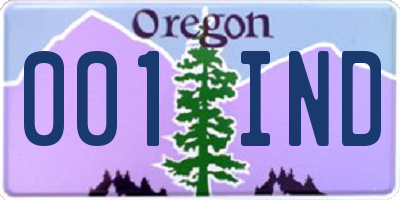 OR license plate 001IND