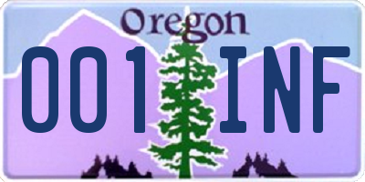 OR license plate 001INF