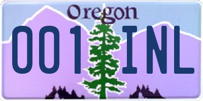 OR license plate 001INL