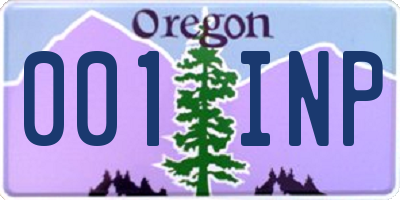 OR license plate 001INP