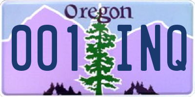 OR license plate 001INQ