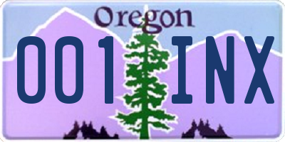 OR license plate 001INX