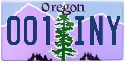 OR license plate 001INY