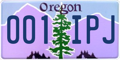 OR license plate 001IPJ