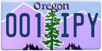 OR license plate 001IPY