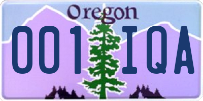 OR license plate 001IQA