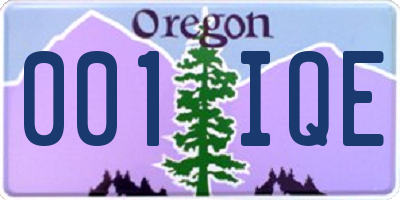 OR license plate 001IQE