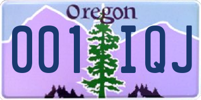 OR license plate 001IQJ