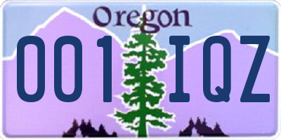 OR license plate 001IQZ