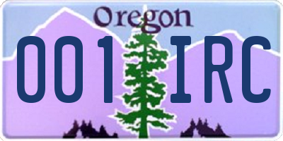 OR license plate 001IRC