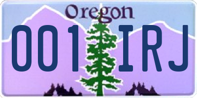 OR license plate 001IRJ