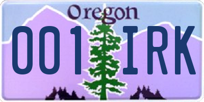 OR license plate 001IRK