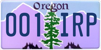 OR license plate 001IRP