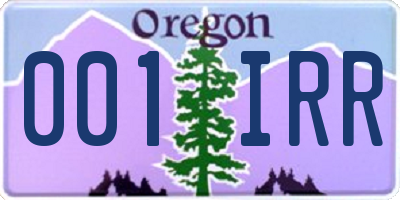 OR license plate 001IRR