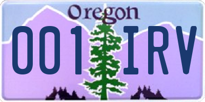 OR license plate 001IRV