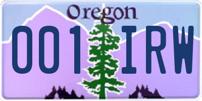 OR license plate 001IRW