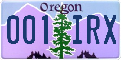 OR license plate 001IRX