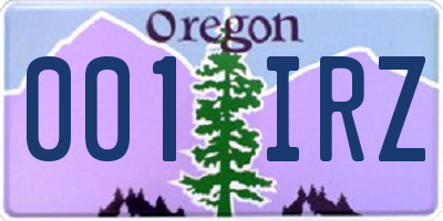 OR license plate 001IRZ