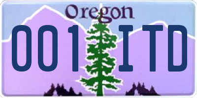 OR license plate 001ITD