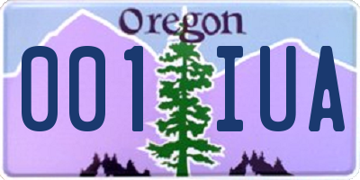 OR license plate 001IUA