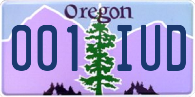 OR license plate 001IUD