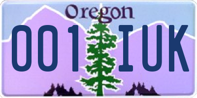 OR license plate 001IUK