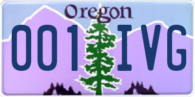 OR license plate 001IVG