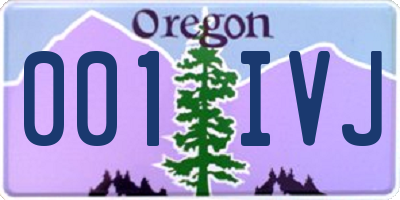 OR license plate 001IVJ