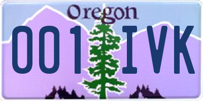 OR license plate 001IVK