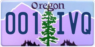 OR license plate 001IVQ