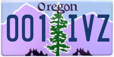 OR license plate 001IVZ