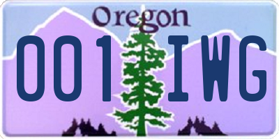 OR license plate 001IWG