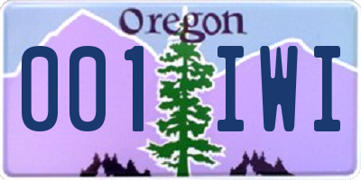 OR license plate 001IWI