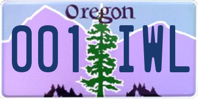 OR license plate 001IWL