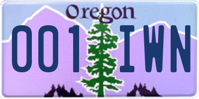 OR license plate 001IWN
